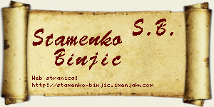 Stamenko Binjić vizit kartica